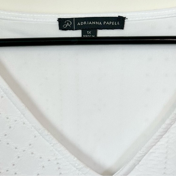 Adrianna Papell White Eyelet Ruffle Blouse - Size: 1X - Picture 3 of 6